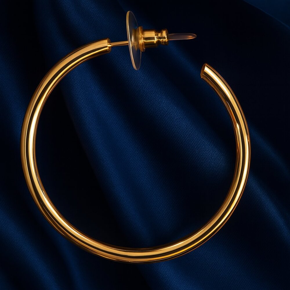 Chic Gold Open Hoop Earrings – Minimalist Lightweight Everyday Fashion Jewelry - Picture 3 of 9